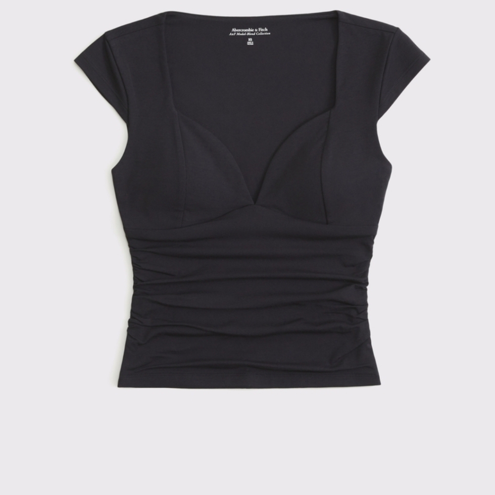 NWT A&F Abercrombie & Fitch Zoe Bra-free Top - black, M - Picture 4 of 5